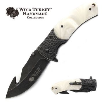 Wild Turkey Handmade Gut Hook Spring Assist Pocket Knife WT-5016WH